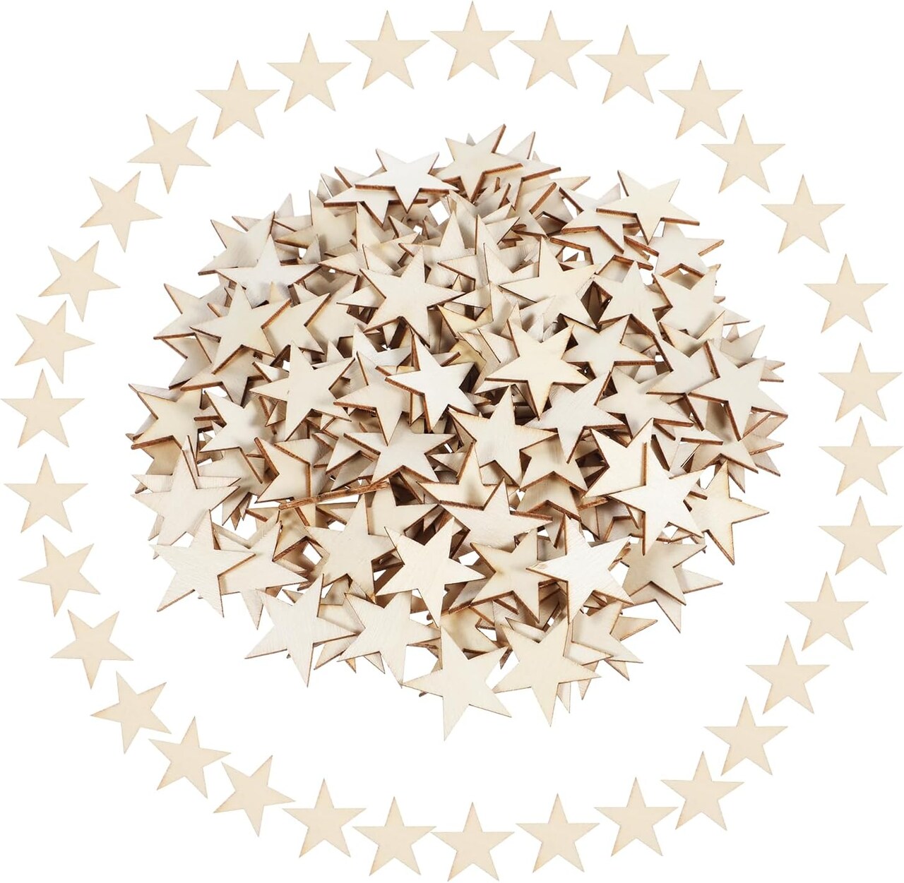 200 PCS Small Wooden Stars for Crafts - Craft Stars Unfinished Wooden Star